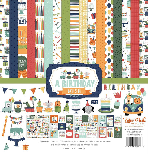 ECHO PARK PAPER COMPANY Echo Park Collection Kit 12"X12"-A Birthday Wish Boy, Multicolor...