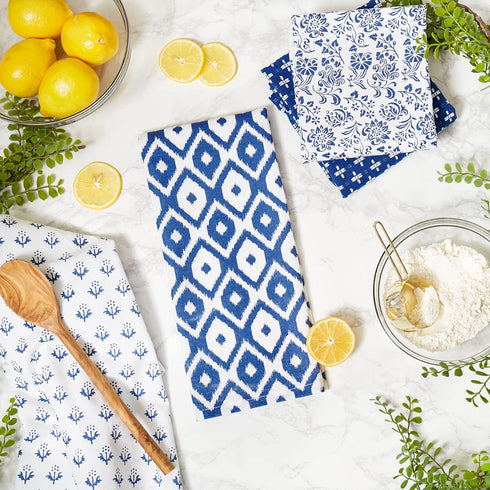 DII Tunisia Blue Market Tabletop and Kitchen Collection, Dishtowel Set, 18x28, Blue Market, Set of 4...
