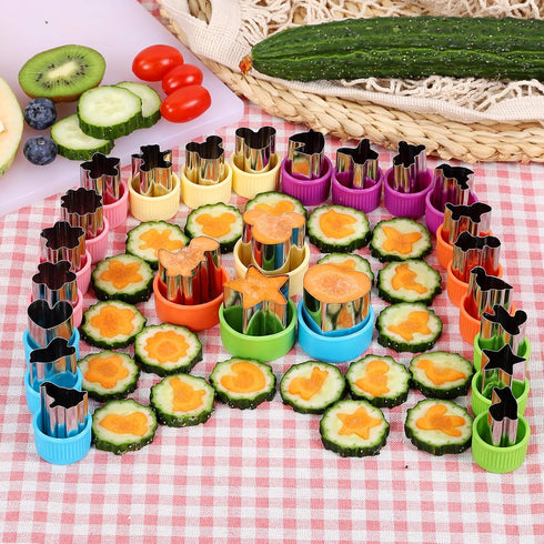 Vegetable Cutter Shapes Set Mini Sizes Cookie Cutters Set Fruit Cookie Pastry Stamps Mold Food Decorative Kids Baking and Food Supplement Tools (2...