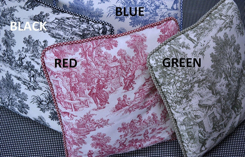 Victoria Park Toile Tailored Valence Window Curtain, Red...