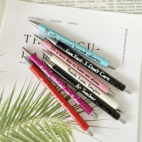 Jxueych Cute Pens Glitter Pen with Funny Sayings Vibrant Passive Fancy Ballpoint Pens Gifts for Colleagues Office Supplies (A+ Teacher)...