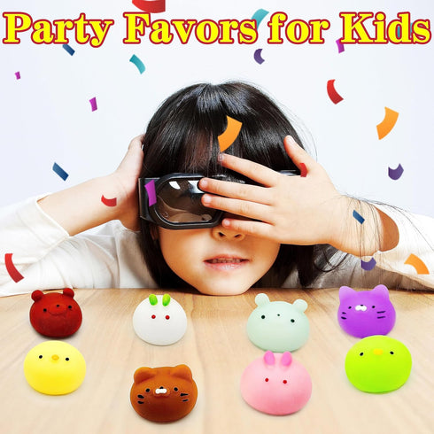 6 Pcs Mochi Squishy Toys for Kids Party Favors, Mini Round Animals Toys Kawaii Squishies for Classroom Prizes, Easter Basket and Goodie Bag Stuffe...
