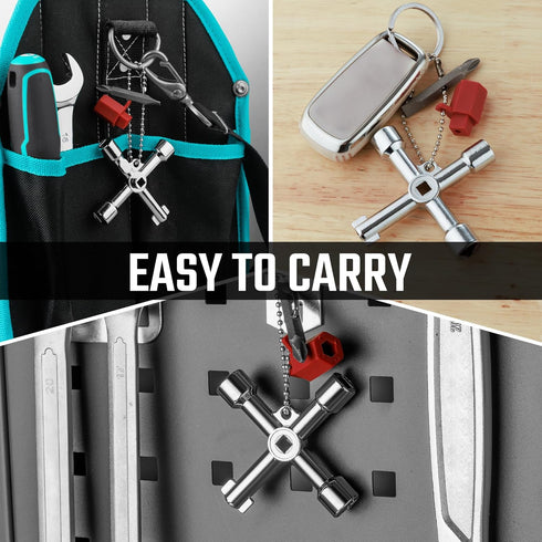 DURATECH 4 Way Sillcock Key with Bit, Multi-functional Water Key, Cross Key, 1-Pack, for Valve, Faucet, and Spigots...