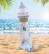 CoTa Global Moonlight Wooden Lighthouse Decor - Handcrafted Nautical Decor Light House with Fish Net Decoration and Cool Ocean Ornament Shells, Wo...
