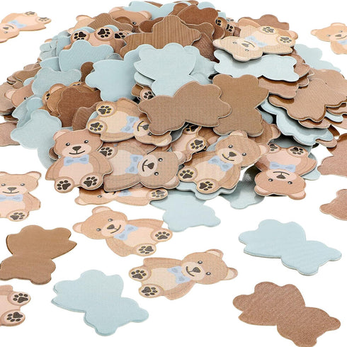 Threan 300 Pieces Bear Confetti Baby Shower Paper Confetti for Holiday Festival Party Table Home Decorations, 0.98 Inch(Blue, Brown)...