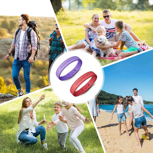 Mosquito Repellent Bracelets, 2 Pack Silicone Mosquito Repellent Bands with DEET Free, Natural & Waterproof Bug Wristbands for Kids and Adults, Ou...