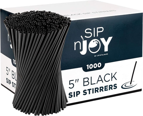 Coffee Stirrers Sticks, Disposable Plastic Drink Stirrer Sticks, 1000 Stirrers, Use It As A Coffee Straws Or A Cocktail Mixers (Black, 5-Inch (Pac...