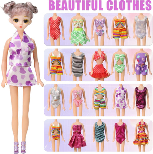 70Pcs Doll Clothes and Accessories, 20 Bikini Swimsuits Fashion Dresses 50 Shoes for 11.5 inch Doll Christmas Stocking Stuffers Girls Birthday Gif...