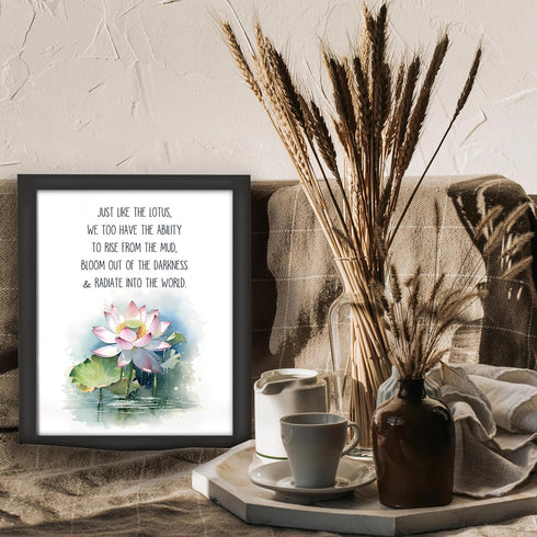 Posterizer 1 pcs-encouraging zen lotus flower positive quote-Floral & Botanical Art-Motivational & Inspirational Art-Decor for Home & Office- UNFR...