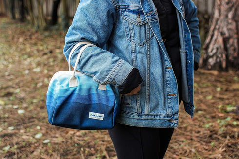 Waves of Change Insulated Recycled Plastic Small Lunch Satchel - 6 Can Capacity, Waves...