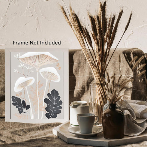 Posterizer 1 pcs-mushrooms and flowers- delicate aesthetic decor-Landscape & Nature Art-Abstract & Modern Art-Chic Home Decor- UNFRAMED Wall Art...