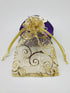 100pcs Sheer Organza Favor Bags For Wedding Baby Shower Rattan Print Gift Bags Samples Display Drawstring Pouches (3x4 inch, gold)...
