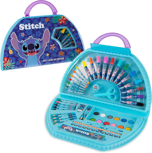 Disney Stitch Kids Art Set 40 Plus Pieces Princess Kids Colouring Sets Paints Colouring Pencils Markers Crayons Travel Art Supplies Gifts for Kids...