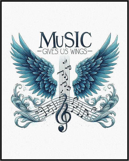 Posterizer 1 pcs-Music GIve Us Wings-Music Notes-Musical Art Collection-Gift for Music Fans-Decor for Home & Office- unframed wall art...