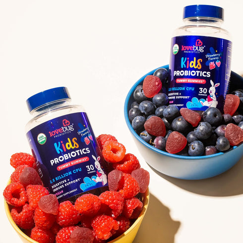 Lovebug Award Winning USDA Organic Probiotic Gummies for Kids | Soil-Based Probiotic | Vegan | Ages 3+ | Natural Fruit Strawberry Flavor | 30 Gumm...