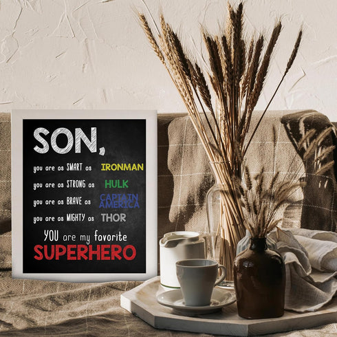 Posterizer 1 pcs-Son You Are My Favorite Superhero-Movie & Cinema Art-Typography Art-decor for Boys, Teens Bedroom- UNFRAMED Wall Art...