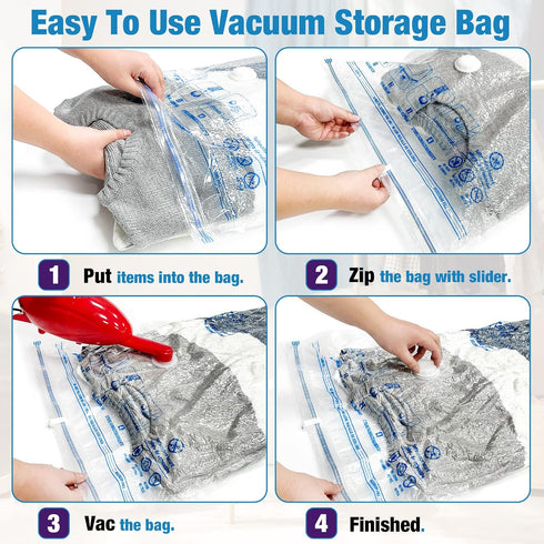 8 Jumbo Space Saver Bags, Vacuum Storage Bags for Clothes, Clothing, Comforter and Blanket Hand-Pump (8-Jumbo)...