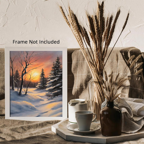 Posterizer 1 pcs-beautiful scenary of snowy winter in oil painting style-2-Landscape & Nature Art-GIft for Men Women Teens-Dining Room Decor- unfr...