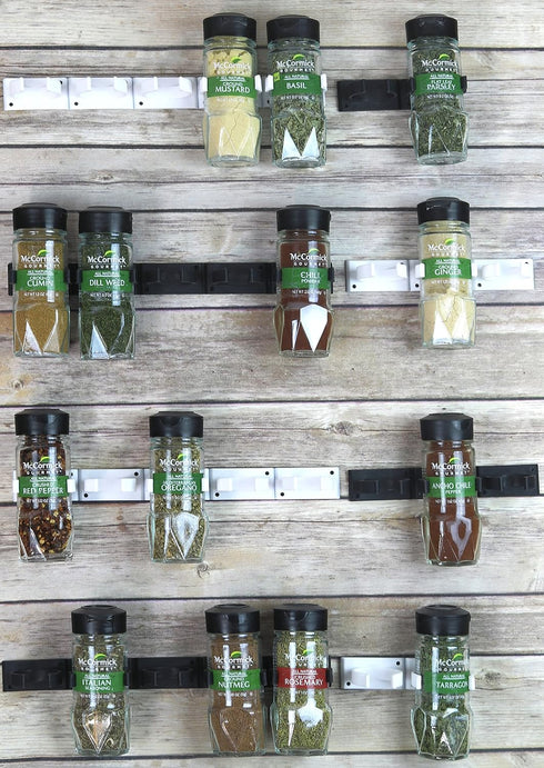 Simple Houseware Spice Gripper Clips Strips Cabinet Holder - 4 Strips, Holds 20 Jars, White...