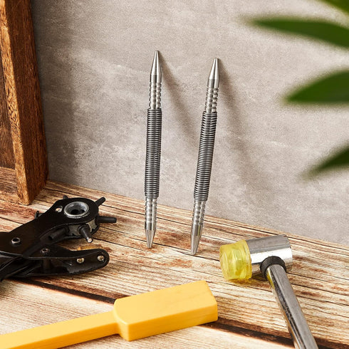 2 Pieces Spring Loaded Nail Set Spring Nail Punch Hammerless Trim Combination Tool Kit 1/32 Inch, 2/32 Inch, 3/32 Inch, 4/32 Inch Tools for Carpen...