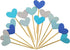 Cupcake Toppers 30Pcs Set, GUCUJI Funny Blue Heart DIY Glitter Mini Birthday Cake Snack Decorations Picks Suppliers Party Accessories for Wedding ...