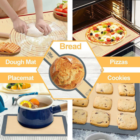 Silicone Bread Sling for Dutch Oven,Non-Stick & Easy to Clean Silicone Baking Mat,Reusable Bread Sling with Long Handles,4 PCS Sourdough Bread Bak...