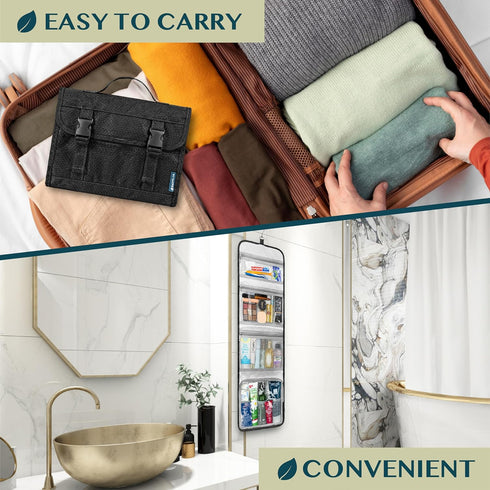 PAVILIA Travel Hanging Toiletry Bag for Women Men, Large Capacity Makeup Bag Kit, Waterproof Cosmetic Storage Organizer Case for Bathroom Shower, ...