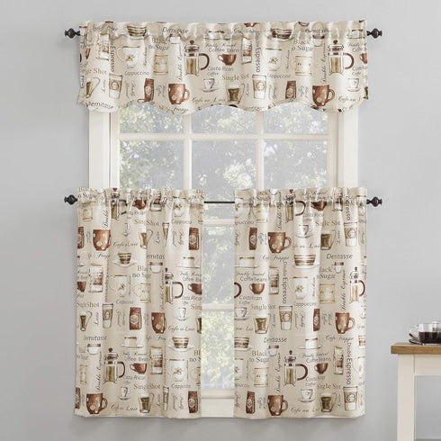 No. 918 Bristol Coffee Shop Semi-Sheer Rod Pocket Kitchen Curtain Valance and Tiers Set, 54" x 24", Ivory Off-White...