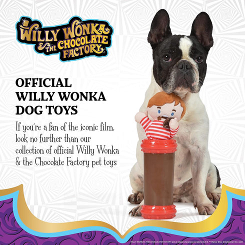 Willy Wonka for Pets Augustus Gloop Plush Toy Inside Textured Tube | Squeaky Dog Toys, Plush Dog Toys | Luxury Pet Plush with Multisensory Materia...