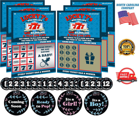 Pregnancy Announcement Scratch Off - 6 Pregnancy Scratch Offs Included - Comes with Pregnancy Stickers...