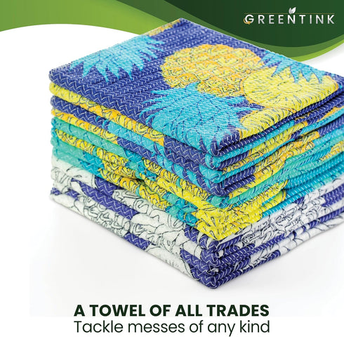 Eco-Friendly Reusable Dish Cloth Set – 10-Pk Multipurpose Kitchen Cleaning Cloth Made from Recycled Materials – Absorbent Dish Towels & Non-Scratc...
