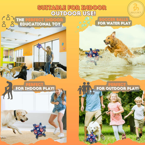 7.3 in Dog Toys Soccer Ball with Straps - Interactive Dog Toy Puppy for Indoor Outdoor Tug of War Durable Pet Water Toy Soccer Herding Balls with ...