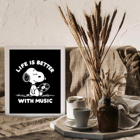 Posterizer 1 pcs-Life Is Better With Music-Snoopy Quotes-Kids Room Art-Gift for Girls, Boys, Teens-Gift for Daughter, Son, Kids-decor for Boys, Te...