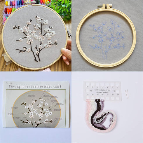 Silentsea 3 Sets of Starter Kits for Embroidery Beginners, Including 3* Embroidery Cloth with Patterns, Hoop, Needle, Manual and Other Manual DIY ...