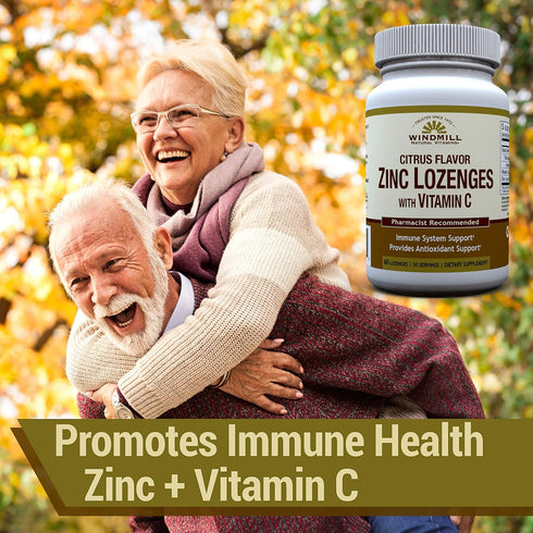 Windmill Health Natural Vitamins Zinc Lozenges with Vitamin C Honey Lemon Flavor, Immune System Support, Provides Antioxidant Support, Delicious &...