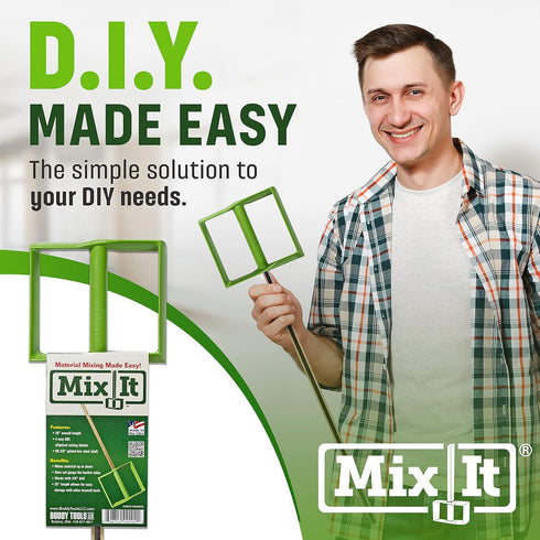 Drywall Mud Mixer for Paint, Epoxy Resin, Potting Soil, Joint Compound - ABS Paddle, 18" Length, Non-Slip 3/8" Zinc Plated Hex Shaft for 1/2" Dril...
