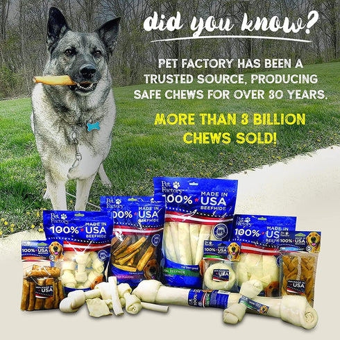 Pet Factory 100% Made in USA Beefhide 5" Chip Rolls Dog Chew Treats - Peanut Butter Flavor, 20 Count/1 Pack...