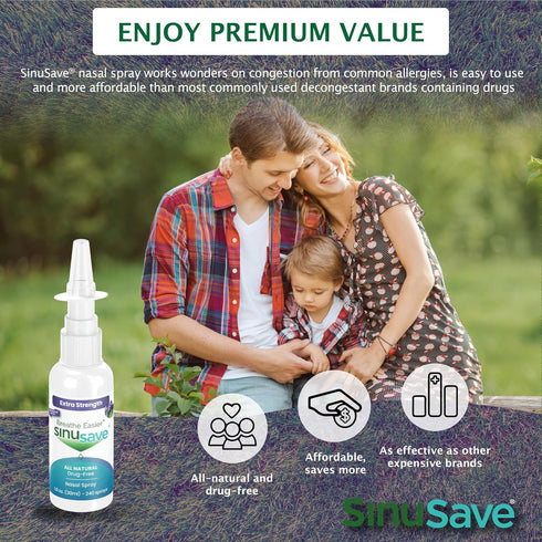 Extra Strength/All-Natural, Drug-Free, Nasal Wash & Allergy Spray/Sinus Spray for Fast Relief from Nasal Congestion - 1 oz...