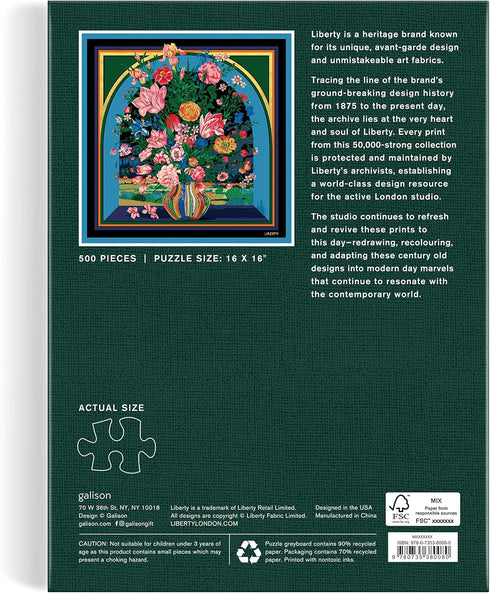 Galison Liberty Vista – 500 Piece Book Puzzle with Iconic Botanical Liberty Heirloom Print Artwork Packaged in Magnetic Keepsake Book Sized Box...
