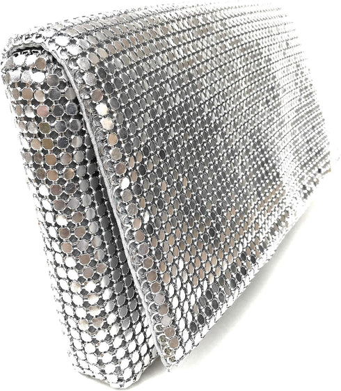 Women Vintage Evening Clutch Metal Mesh soft purse with Short Shoulder Strap...