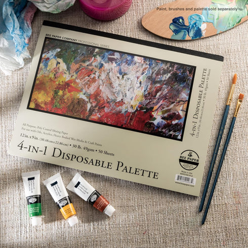 Bee Paper - 9"x 12" All Purpose 4-in-1 Disposable Palette Paper, 50 Sheets...