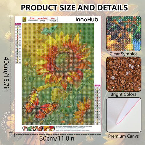 INNOHUB Diamond Painting Kits for Adults Sunflowers Butterfly Diamond Art Kits 5D DIY Full Drill Diamond Dots Paintings Kits for Adults Beginner G...