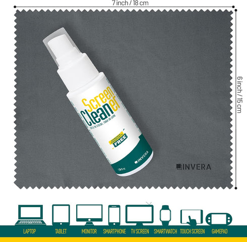 Screen Cleaner Spray with Microfiber Cloth, Laptop Cleaner, TV Screen Cleaner, Electronic & Lens Cleaner Spray - Versatile for Phones, Cameras, Co...