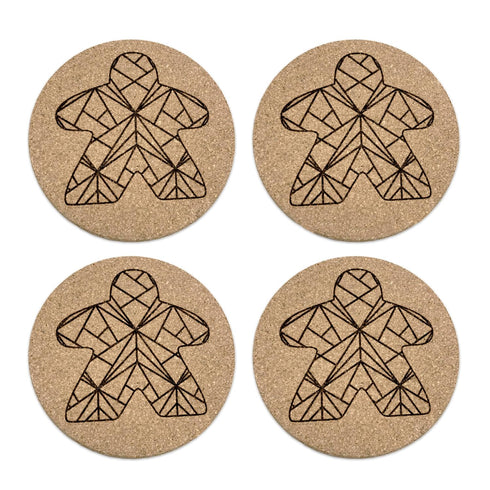 Meeple Board Game Coasters with Modern Facets Engraved (Set of 4)...