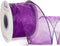 Ribbli Purple Organza Wired Ribbon, Purple Sheer Ribbon with Metallic Edge,2-1/2 Inch x 20 Yards Christmas Tree Ribbon for Decoration, Wired Ribbo...