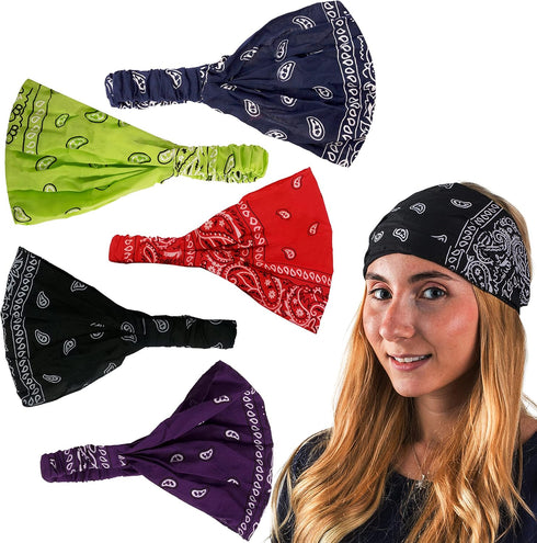 CoverYourHair Paisley Bandana Headbands-5 PC with Wire Headband-Hair Accessories-Christmas Gifts...