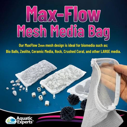 Aquatic Experts Max Flow Filter Media Bag - Durable Filter Bags for Fish Tank, Secure Aquarium Media Bag with Drawstring, Media Bags for Aquarium ...