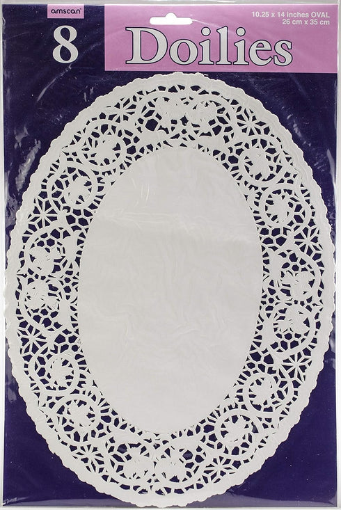 White Oval Doilies | 10.25" x 14" | Party Supply...