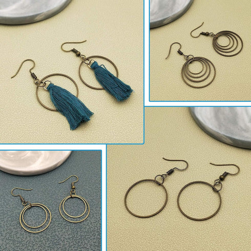 70pcs Round Earring Circle Earrings Beading Hoop Earring Finding Round Beading Hoop Earrings Bulk Earrings Pendant for DIY Craft,Earring Necklace,...