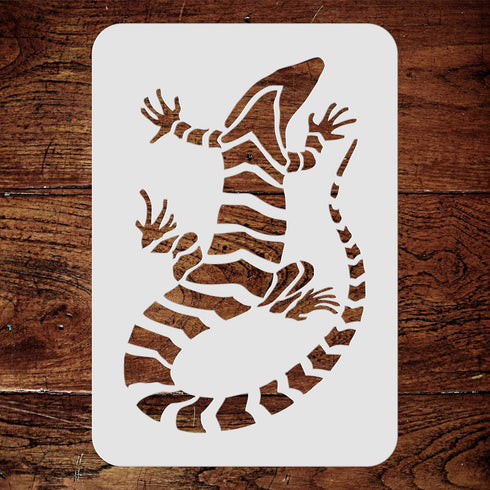 Striped Lizard, 6.5 x 10.5 inch (L) - Banded Gecko Reptile Stencils for Painting Template...